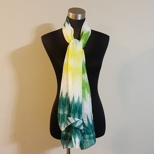 Yellow Green Lime Print Color Scarf Wrap